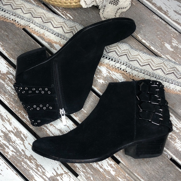 Sam Edelman Penrose Black Suede Booties 8 - Picture 1 of 6